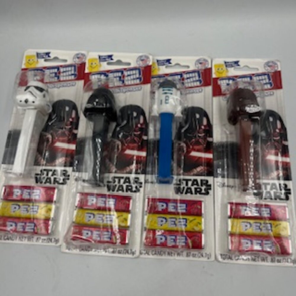 Star Wars PEZ Dispenser set of 4 Chewbacca, R2-D2, Darth Vader, Stormtrooper NWT
